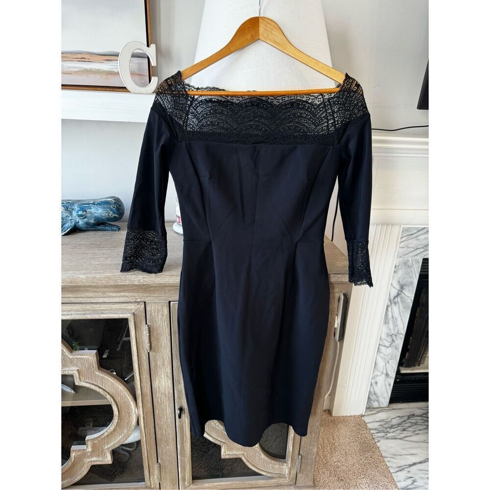 La‎ Petite Robe Chiara Boni Lace Trim Sheath Dress Womens Black Size 44/8 (T1)